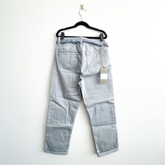 Santana Jeans Tummy Control Light Blue Straight Leg Crop Belted Women's 6 NWT - Picture 4 of 11